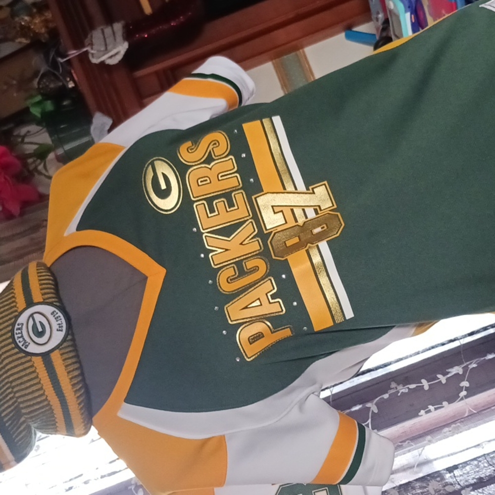 Green bay packer shirts with rhinestones fan fashion large💚💛💚💛💚💛
